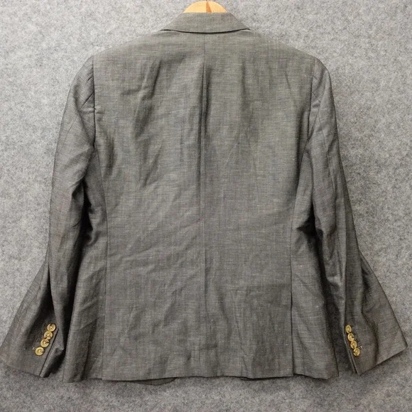 Indochino Blazer Mens 36S Gray Linen Wool Custom Jacket Peak Lapel Surgeon Cuffs
